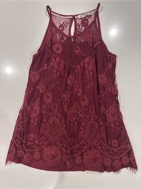 Jolt Burgundy Lace Dressy Tank